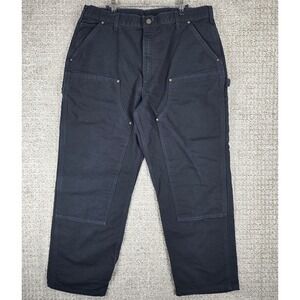 Carhartt B136 BLK Black Loose Fit Double Knee Logger Work Pants 38x30 Canvas